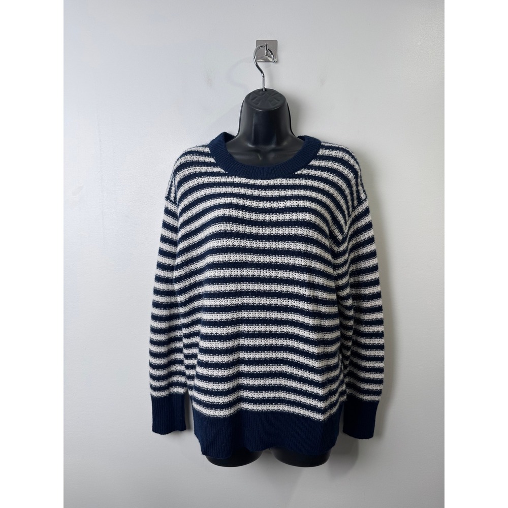 J.Crew Women Navy Striped Cashmere Crewneck Sweater CB908 XS